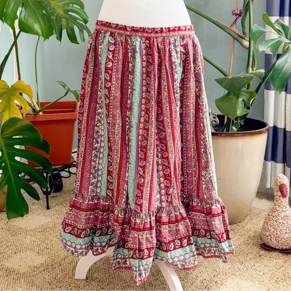 Bohemian Multicolor Midi Skirt Handmade Vintage - Picture 7 of 7